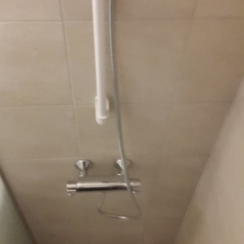 Montering af bruser med stang og armatur som del af professionel VVS installation